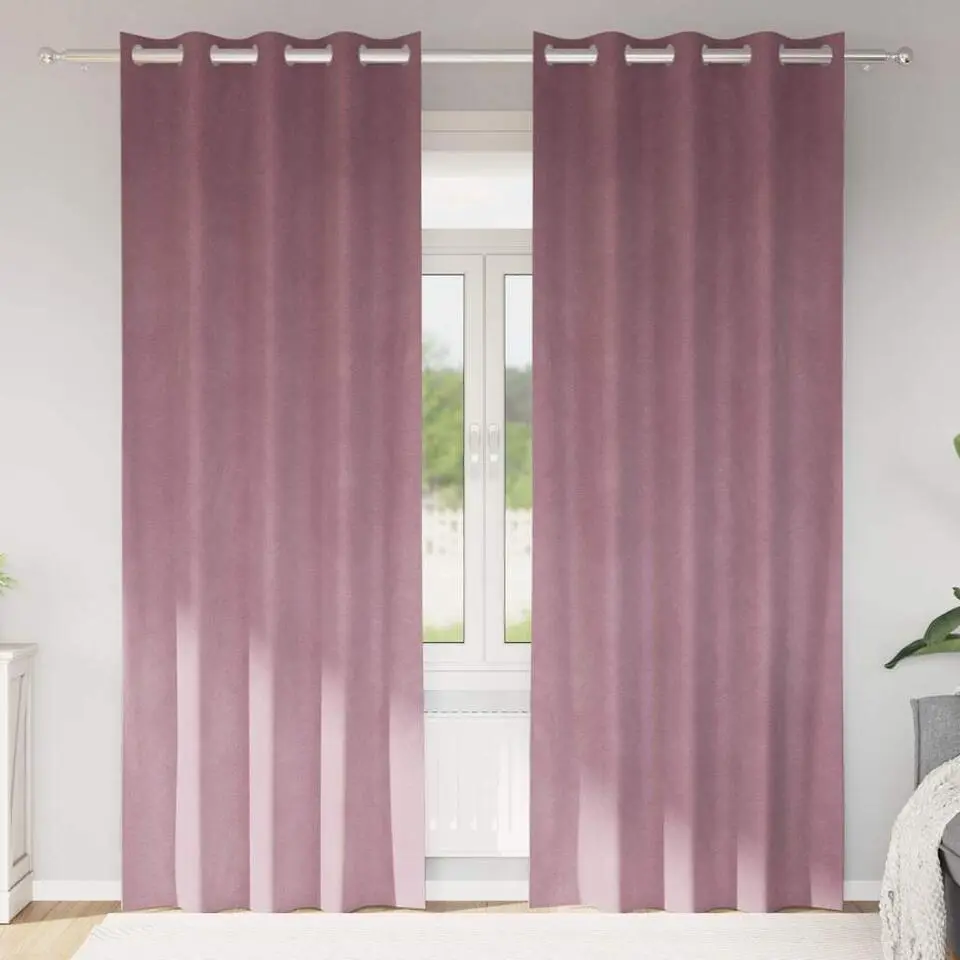 vidaXL Gordijnen met ringen - Donkerroze - 140x260 cm - Fluweel - 2 Stuks