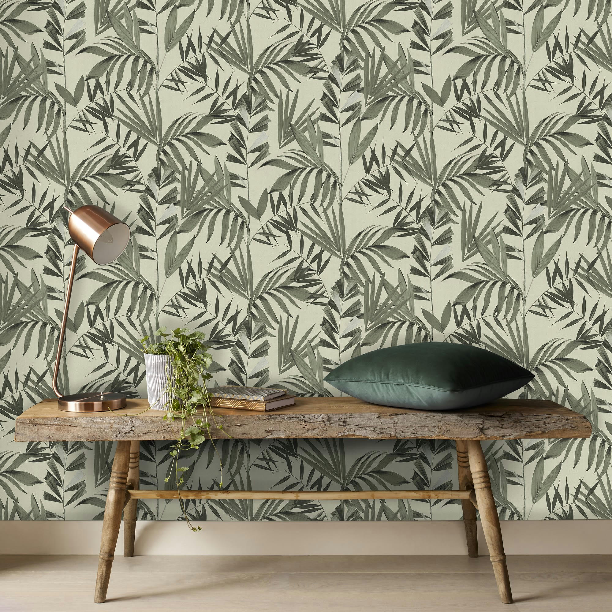 - papier peint végétal japon vert 1005x52cm