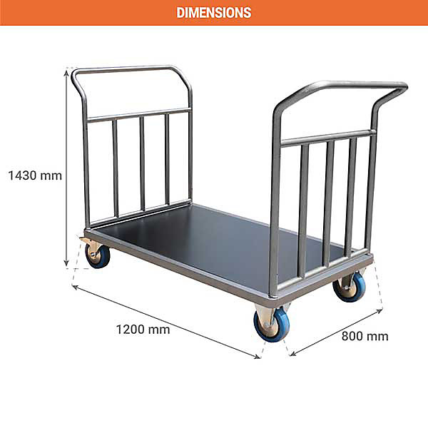 Chariot modulaire 2 côtés renforcés - Plateau 1200x800mm - Charge max 500kg - CHG2T2