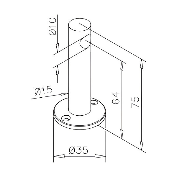 2 x Support simple borgne pour barre diam. 10 mm - Zamac aspect inox brossé