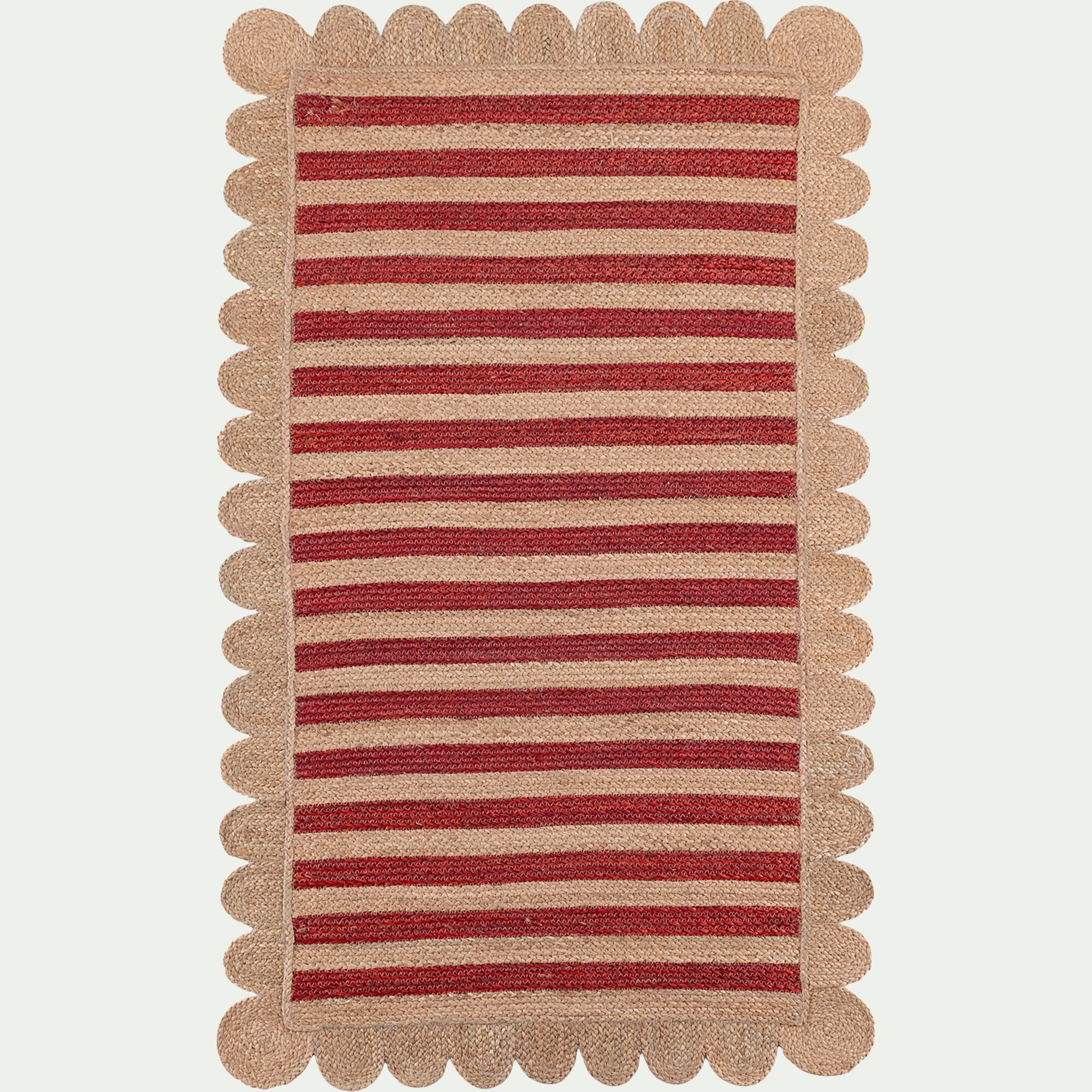 PARADE - Tapis rond à rayures d'ours en jonc de mer L178cm - rouge