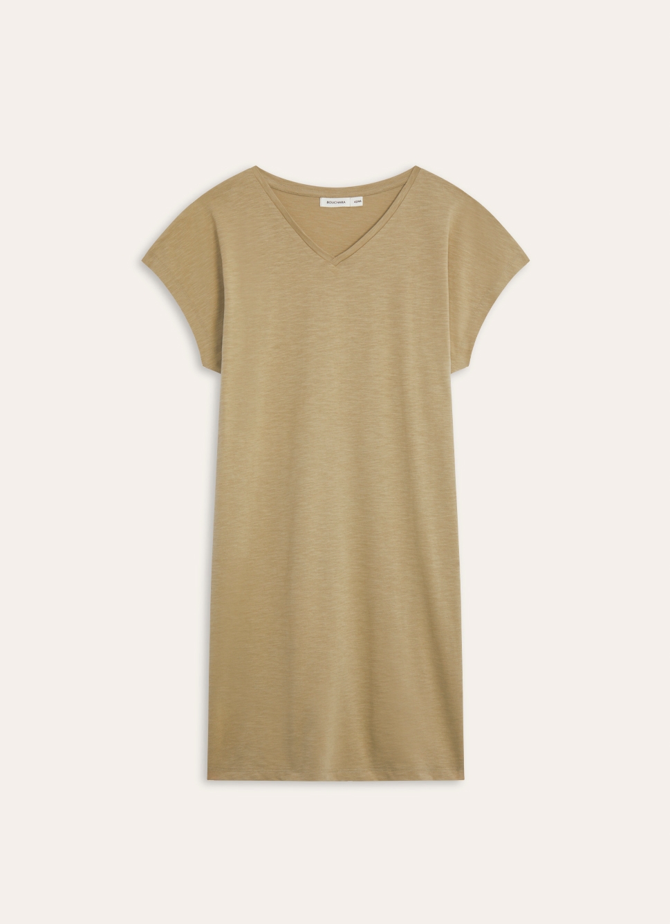 CHEMISE DE NUIT MANCHES COURTES COL V EN COTON MARINE