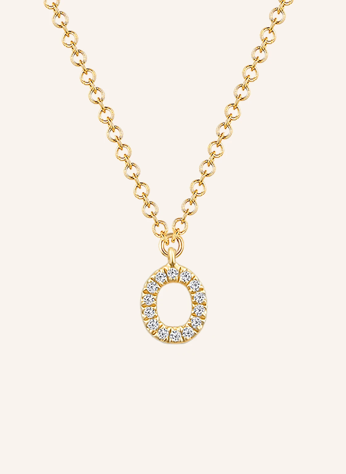 Leaf INITIALIEN Halskette „O“ aus 14 Karat Gelbgold mit Diamanten