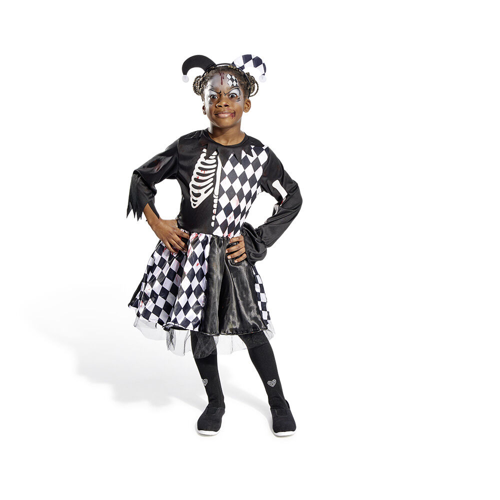 Déguisement enfant Halloween arlequin noir et blanc robe 11/14ans