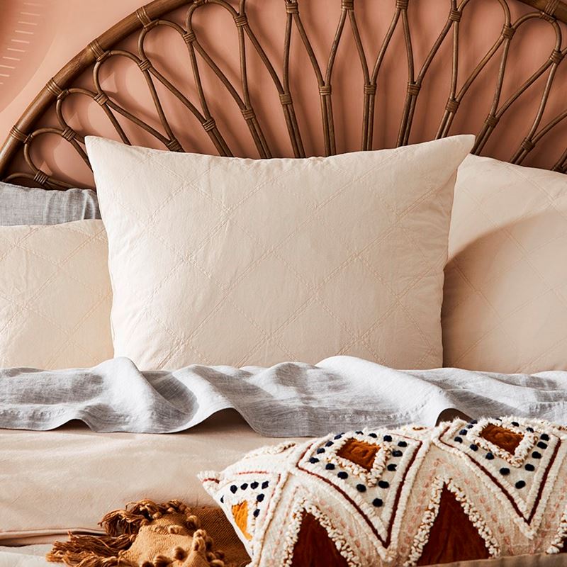 Stonewashed Cotton Sand Quilted Coverlet Separates