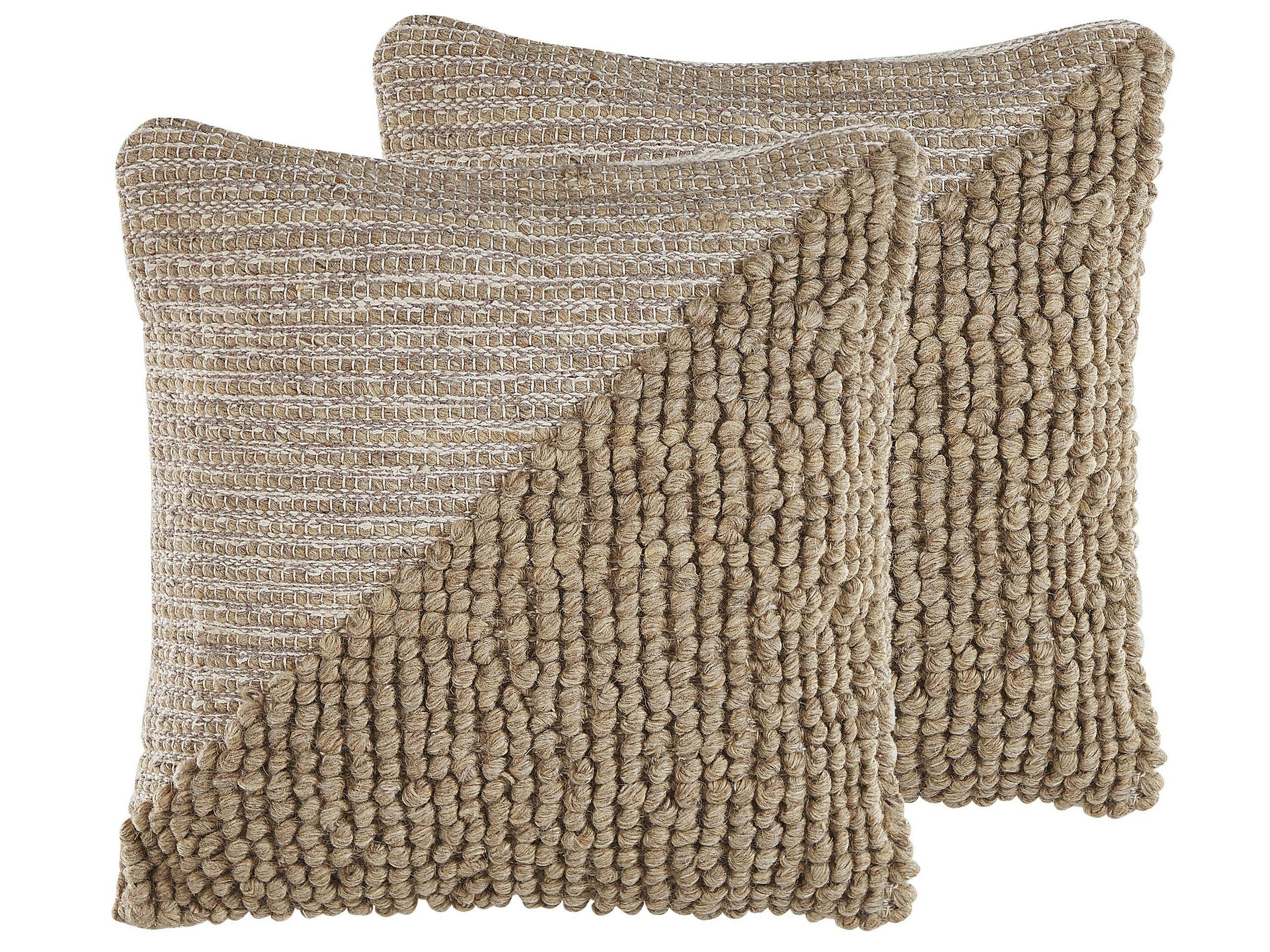 ASLANAPA - Lot de 2 coussin décoratifs en tissu beige 45x10cm
