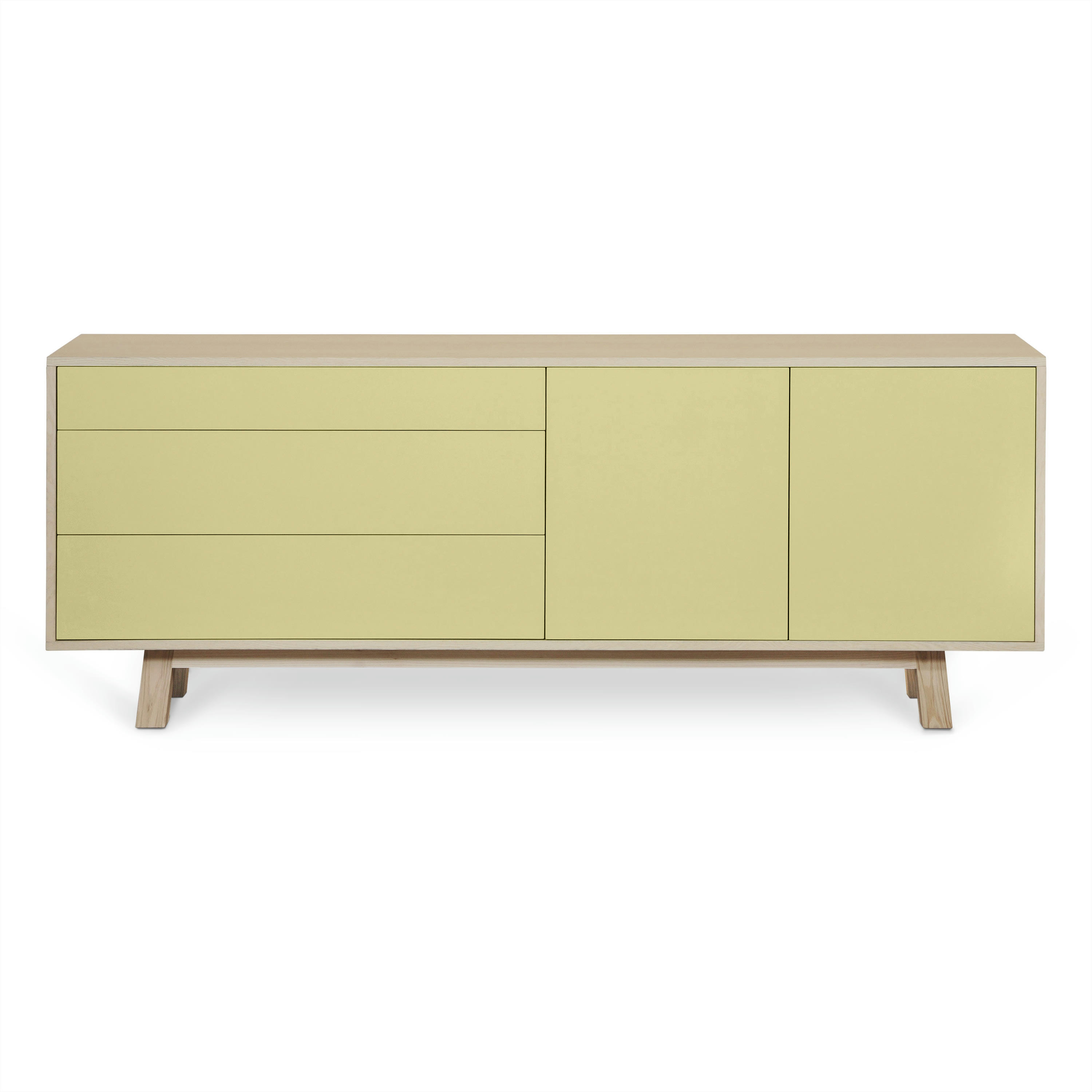 KUBE - Buffet bas 2 portes+3 tiroirs 200 cm, en frêne