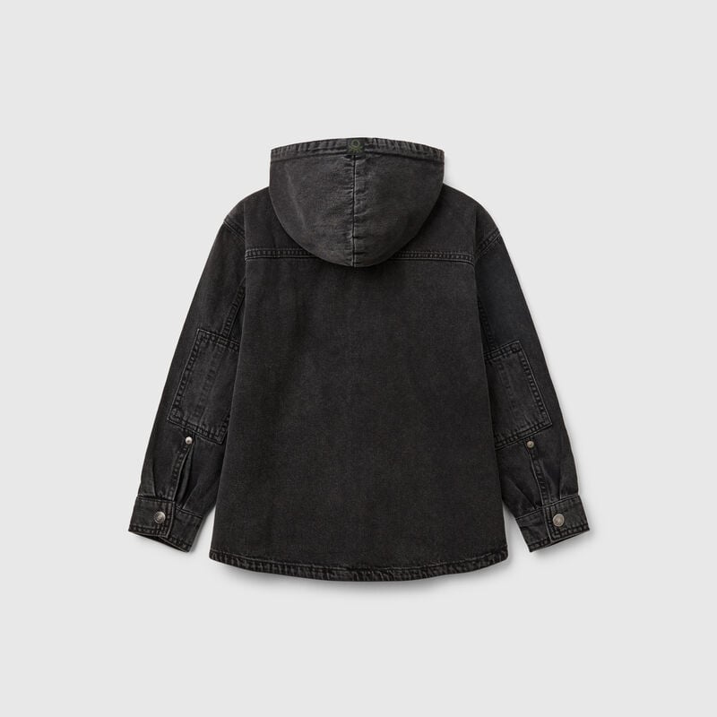 Denim shirt with hood