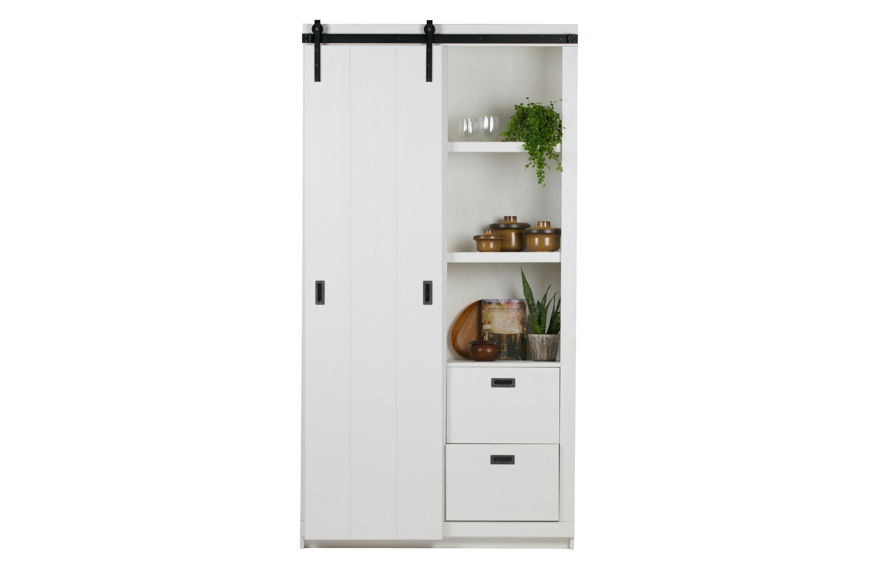 BARN - Armoire à porte coulissante en bois blanc