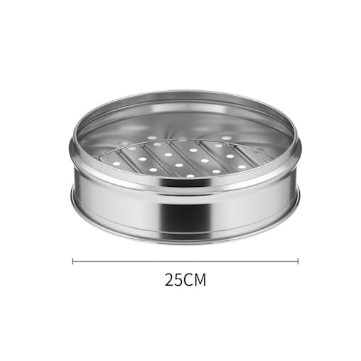 SOGA 2X Stainless Steel 3 Tier Steamer with Lid Basket Pot 25cm