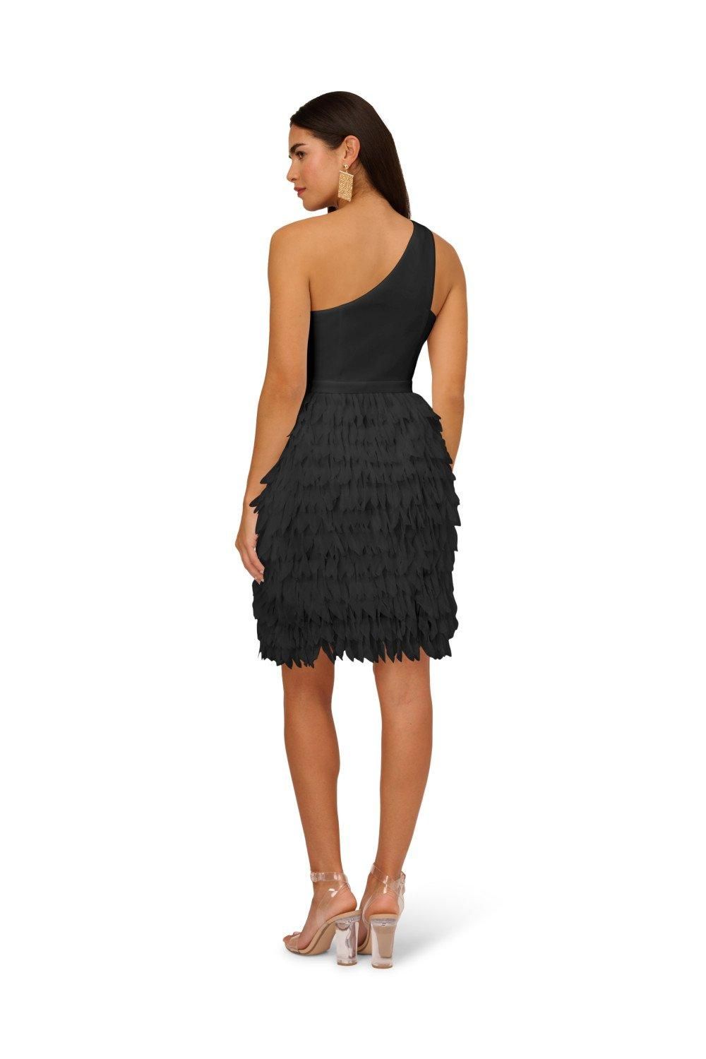 Aidan by Adrianna Papell Chiffon Feather Cocktail Dress