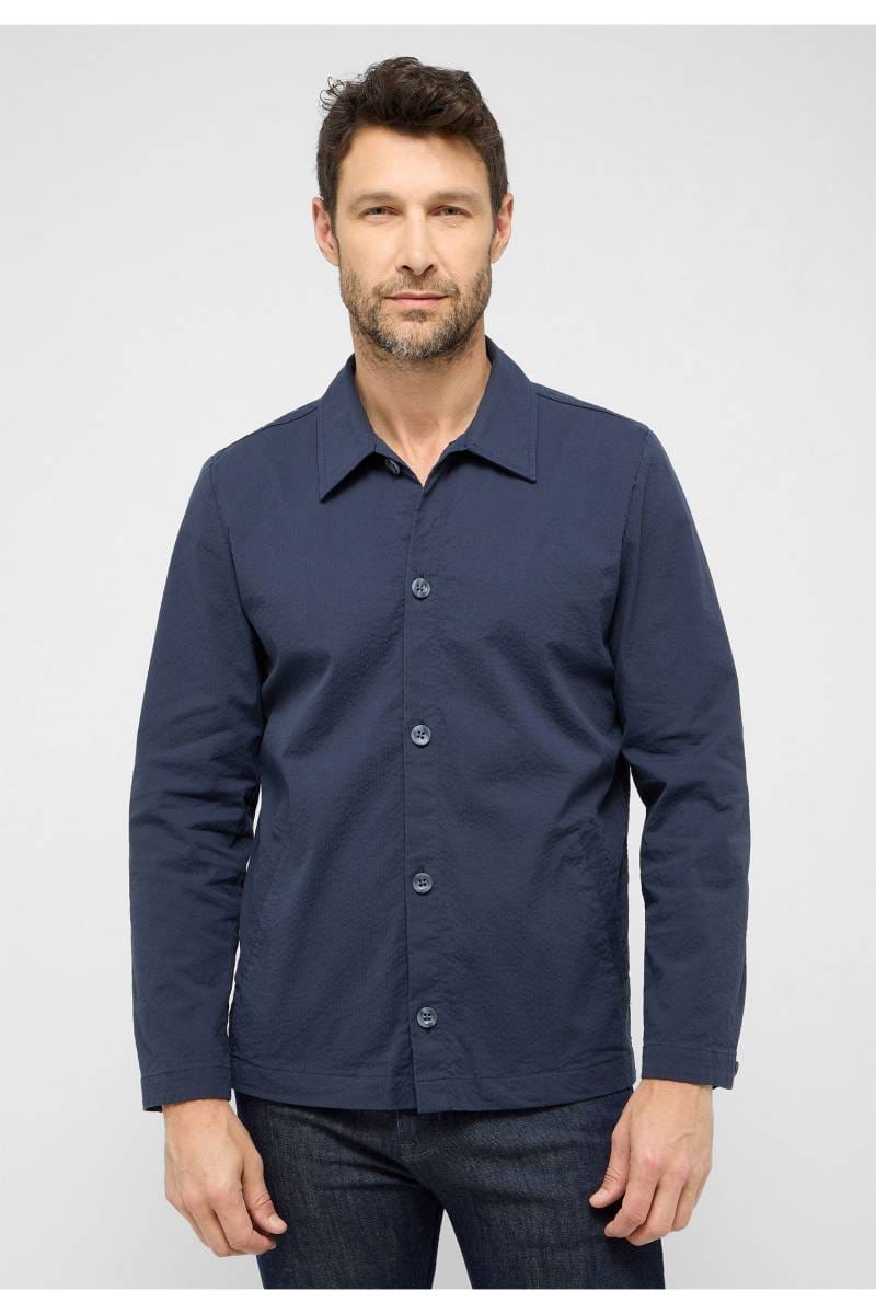 ETERNA Modern Fit Hemdjacke marine, Einfarbig