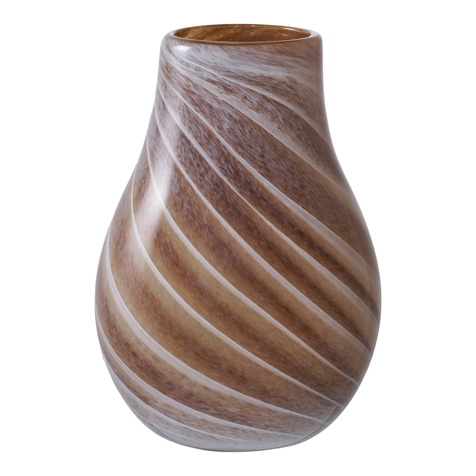 Vase décoratif marron et blanc en verre