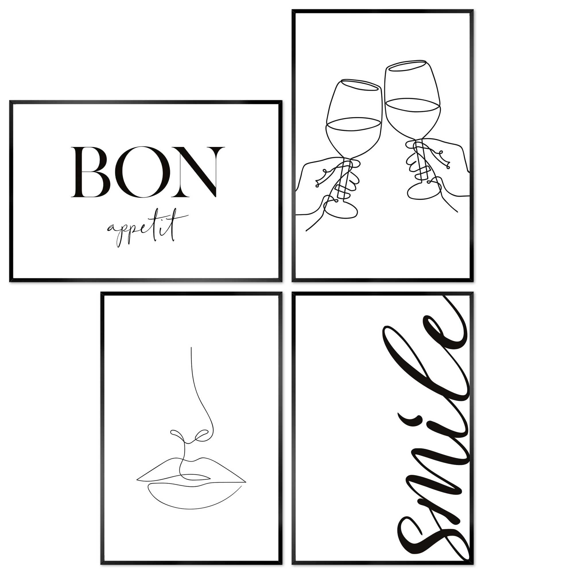 Reinders - Proost - Set wanddecoratie 20x30 cm - Zwart-Wit