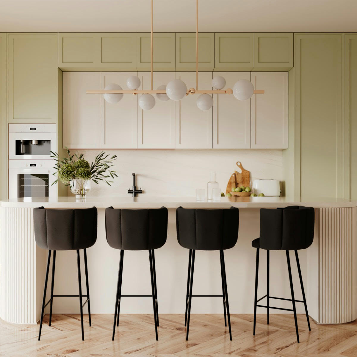 ROSY - Chaise de bar en velours noir 75 cm  (lot de 2)