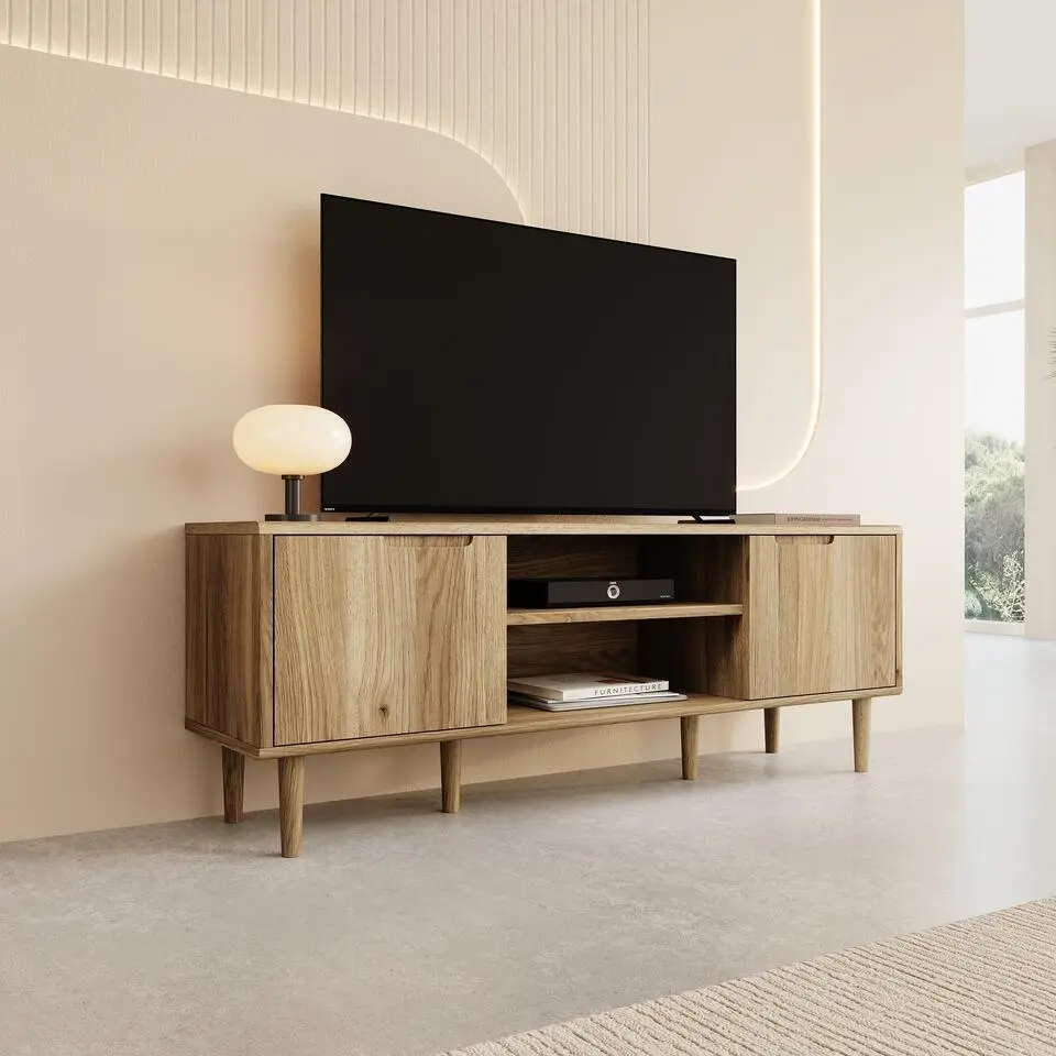 Meubella - Selwood - TV-Meubel - Eikenpatroon - 154x43x58 cm