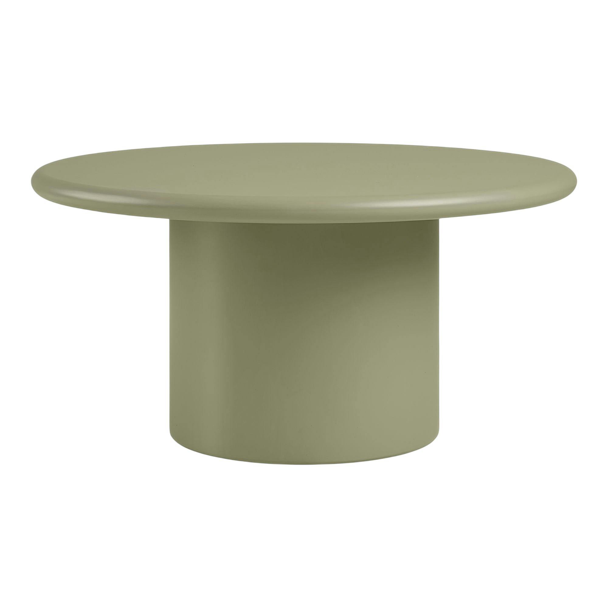 Table basse design vert olive pied colonne TULUM