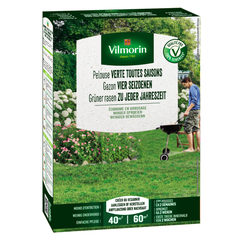 Semences pour gazon Pelouse verte toutes saisons 1 kg VILMORIN