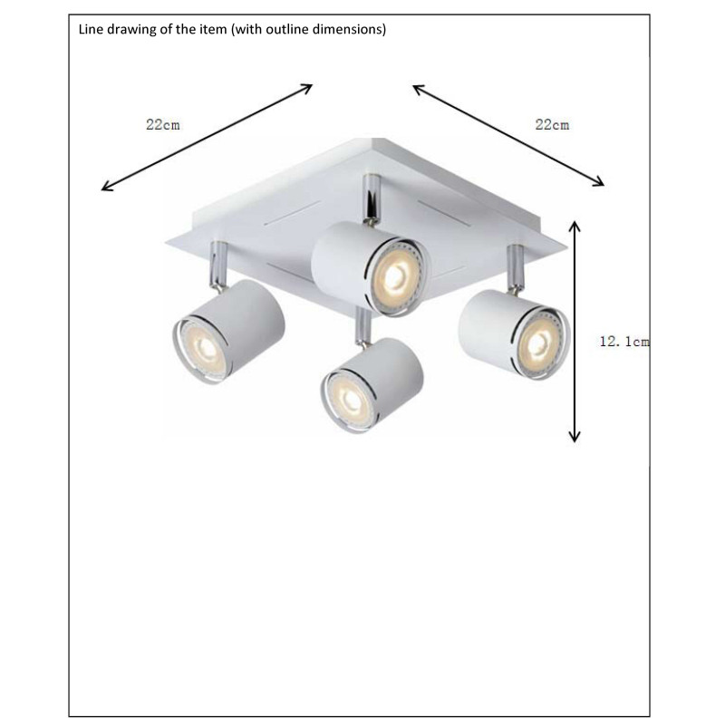 Spot LED Rilou blanc chaud dimmable GU10 4 x 4,5W LUCIDE