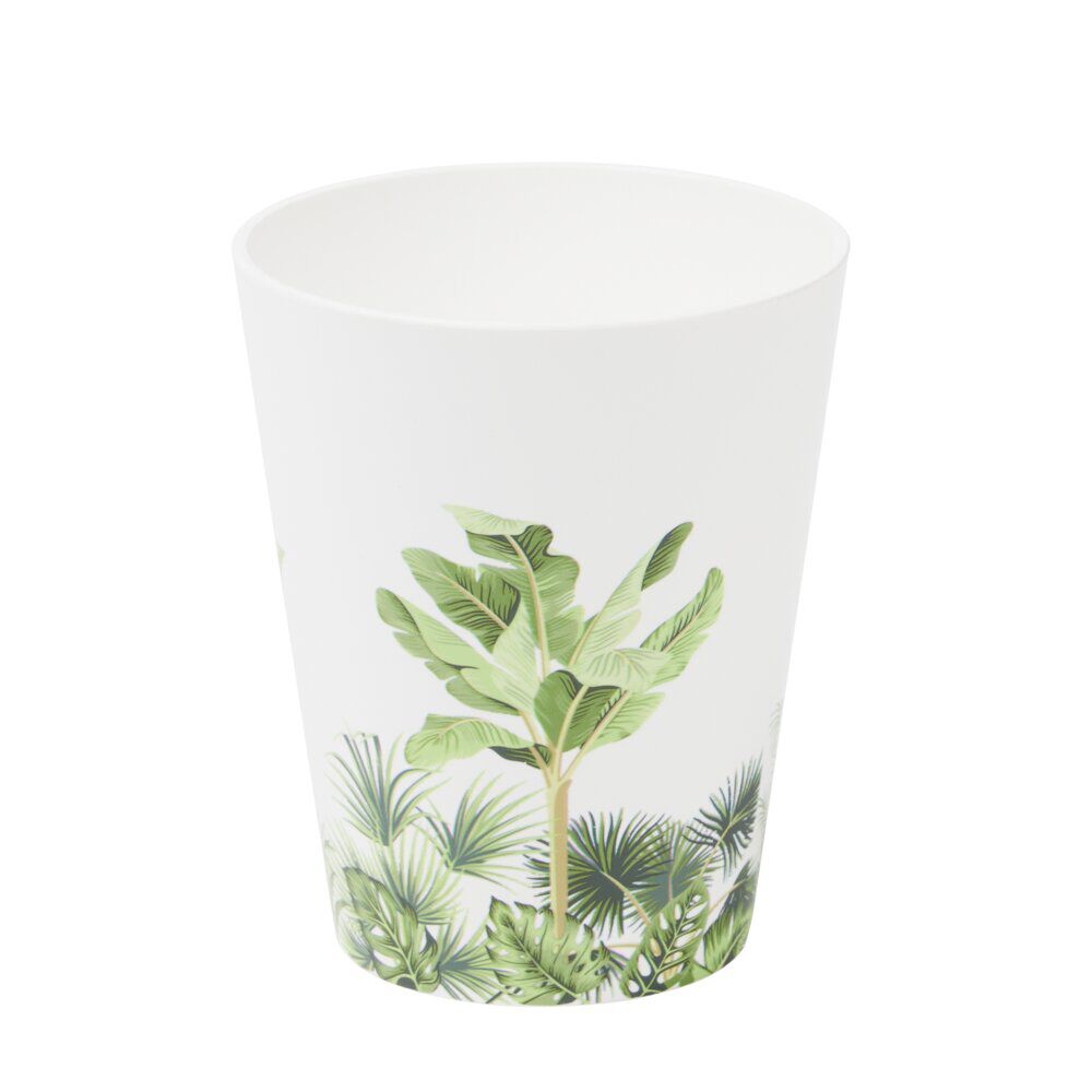 Gobelet plastique 30cl motif feuillage tropical blanc et vert Ø8xH9,5cm