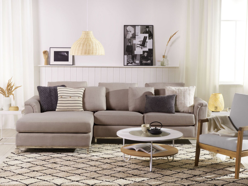 Narożnik sofa tapicerowana beżowy