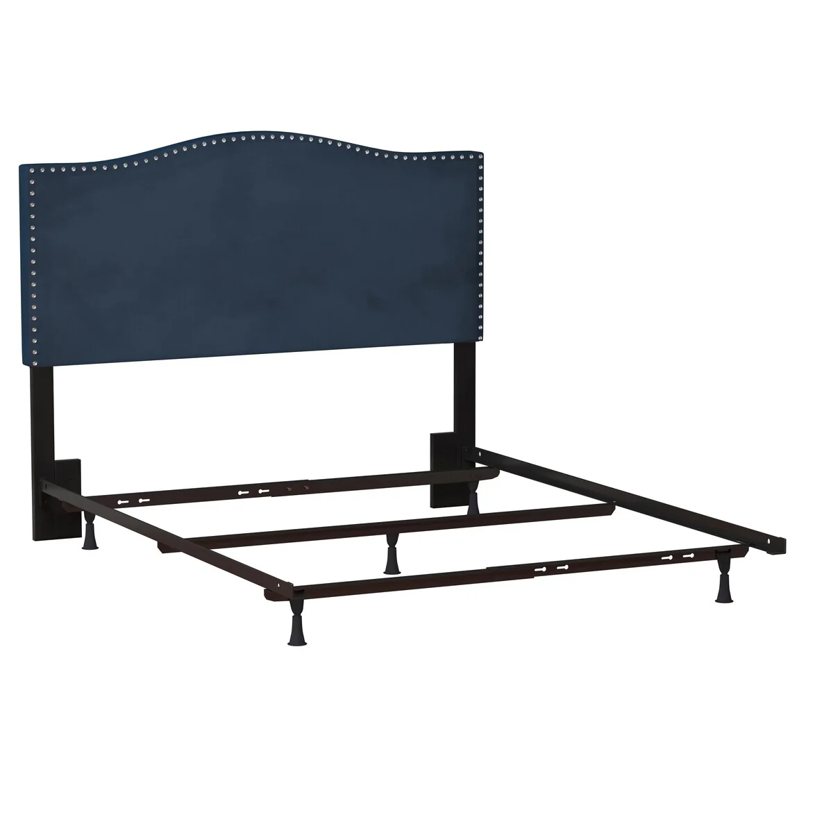 Porch & Den Olney Blue Velvet Upholstered Headboard with Frame