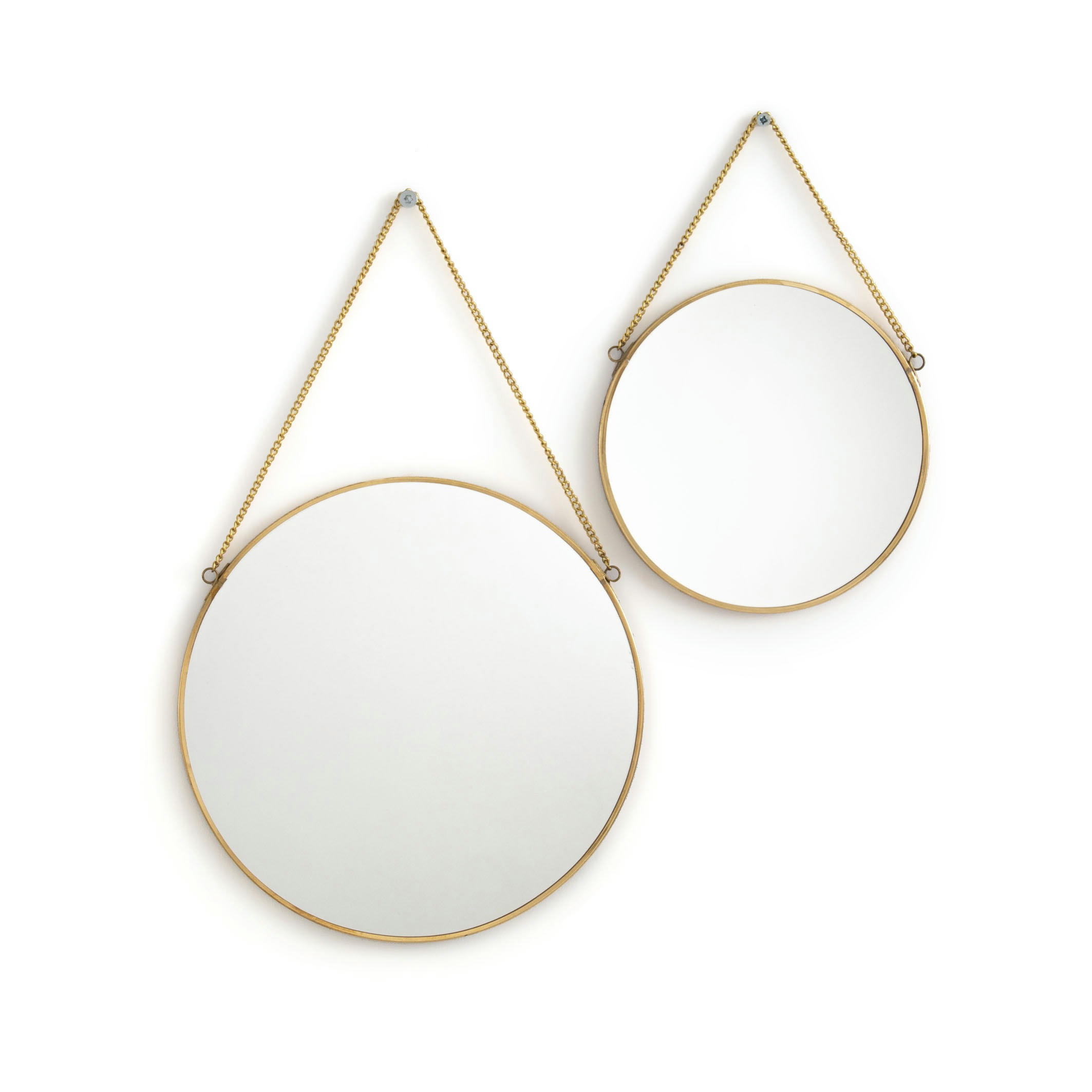 Lot de 2 miroirs ronds laiton ou noir, Uyova