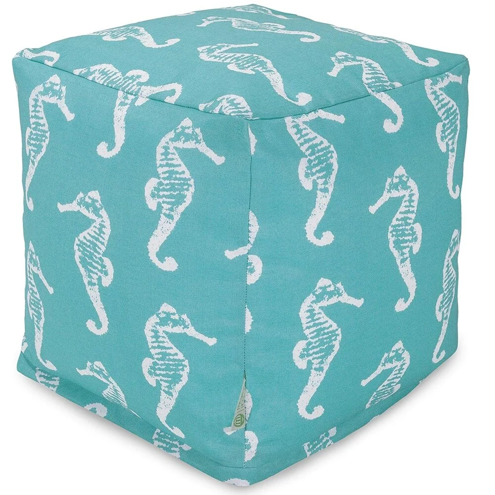 Majestic Home Goods Sea Horse Indoor / Outdoor Ottoman Pouf Cube