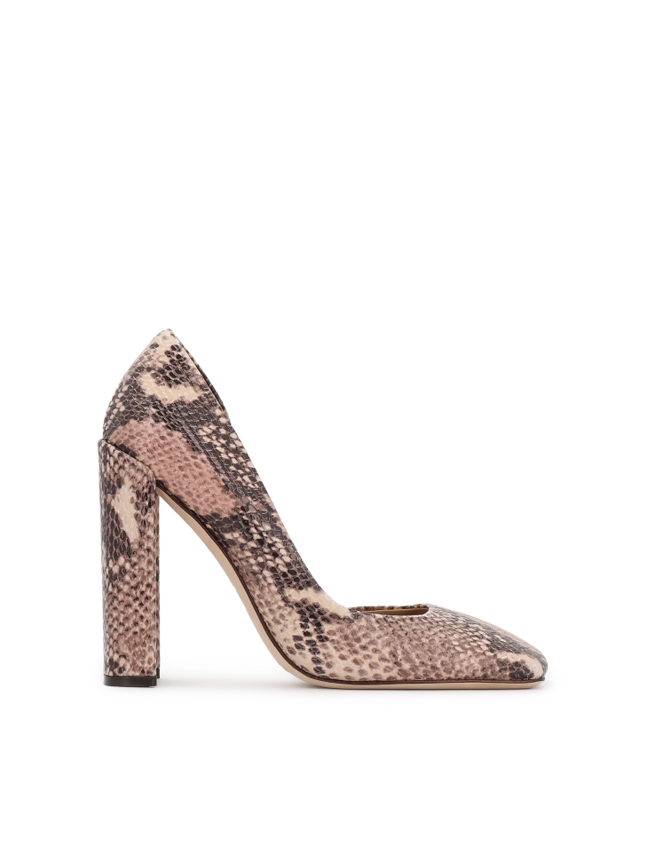 Animal motif embossed leather pumps