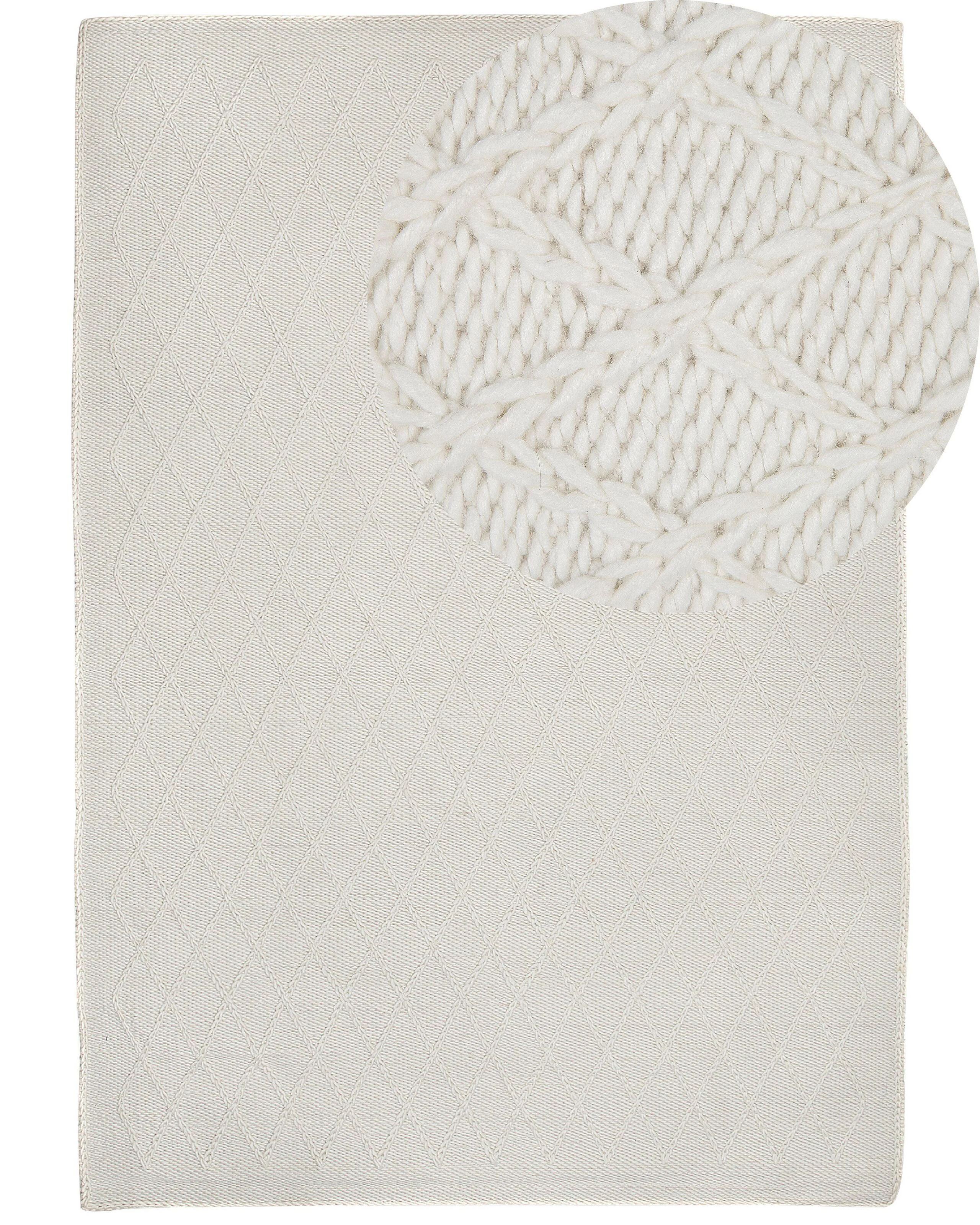 Dywan prostokątny wełniany 160x230 cm biały