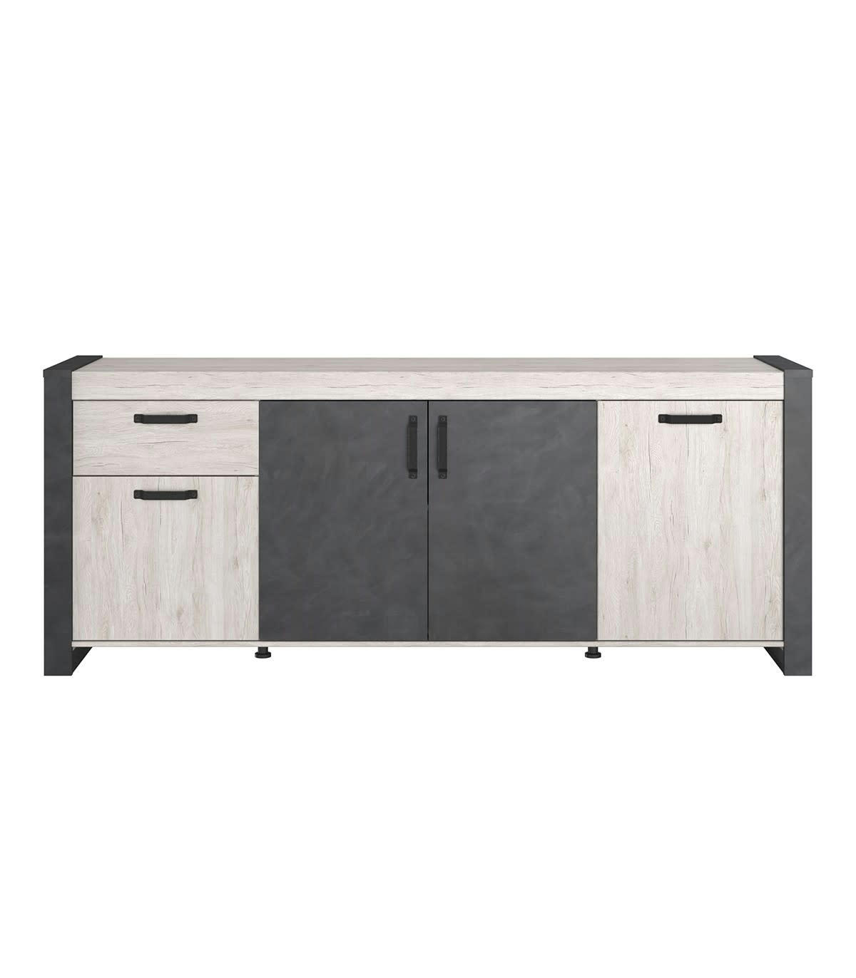 JULES - Buffet 4 portes 1 tiroir effet bois - L218 x H87 cm