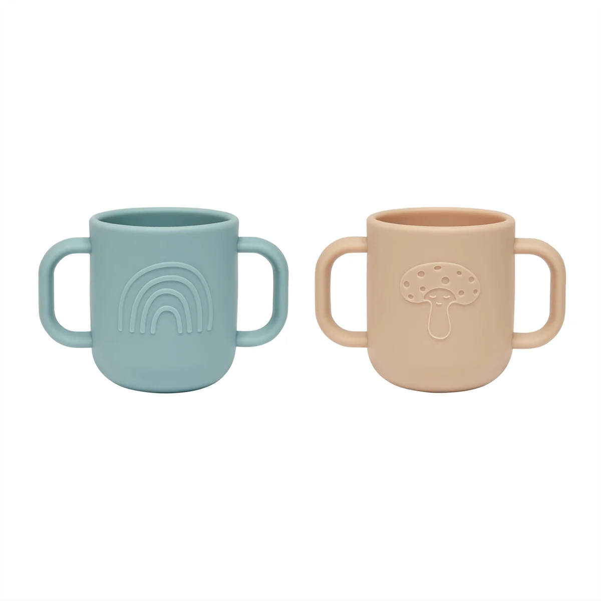 OYOY Mini - Kappu Kinderbecher mit Henkel, aqua / camel (2er-Set)