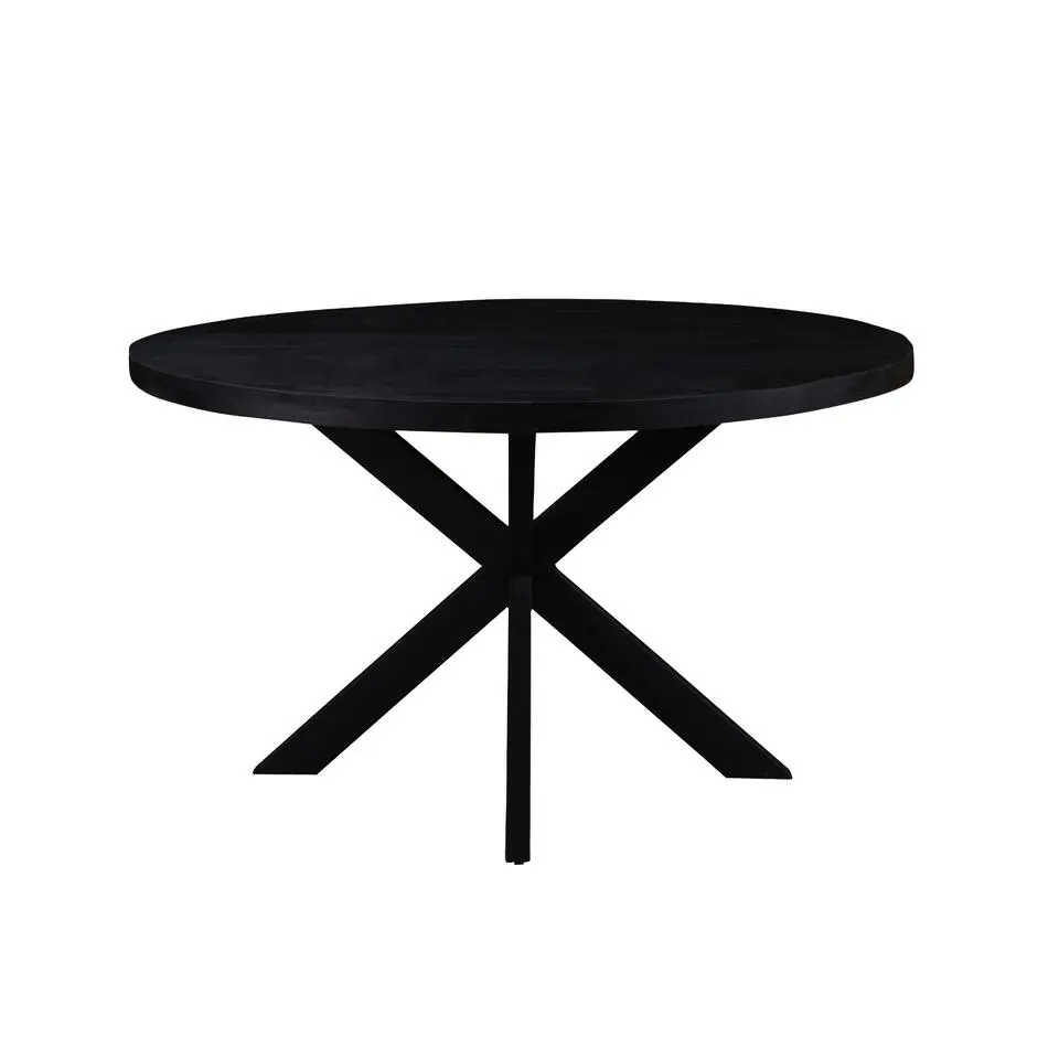 LivingFurn - Ronde Eetkamertafel Mangohout - Eettafel - 120cm - Zwart