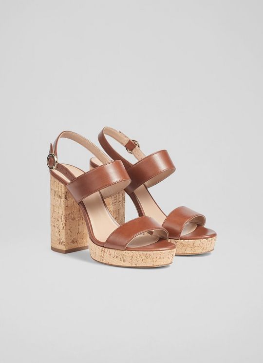 Misty Tan Leather and Cork Platform Sandals