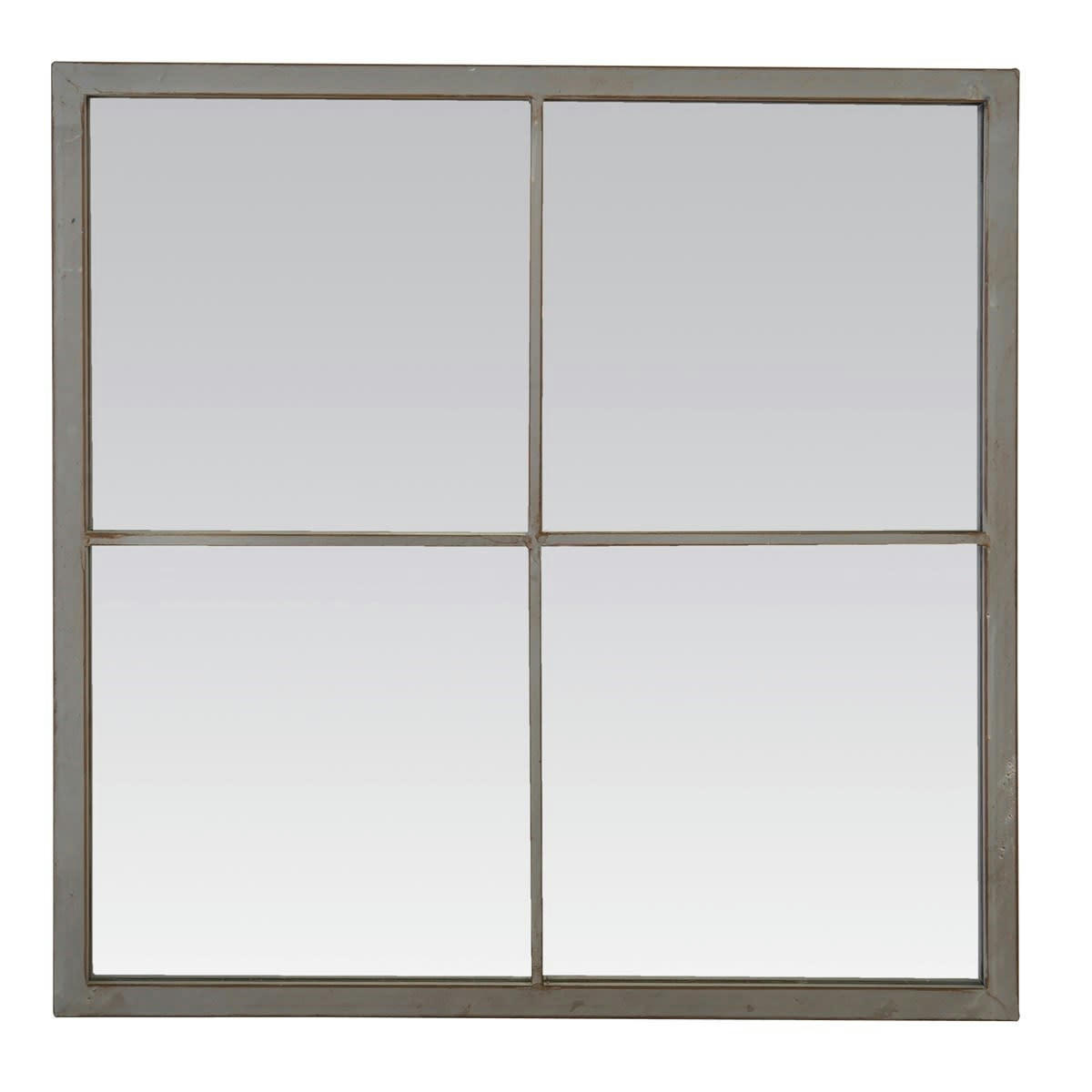- Miroir carré effet fenêtre 4 vues finition usée 60x60cm