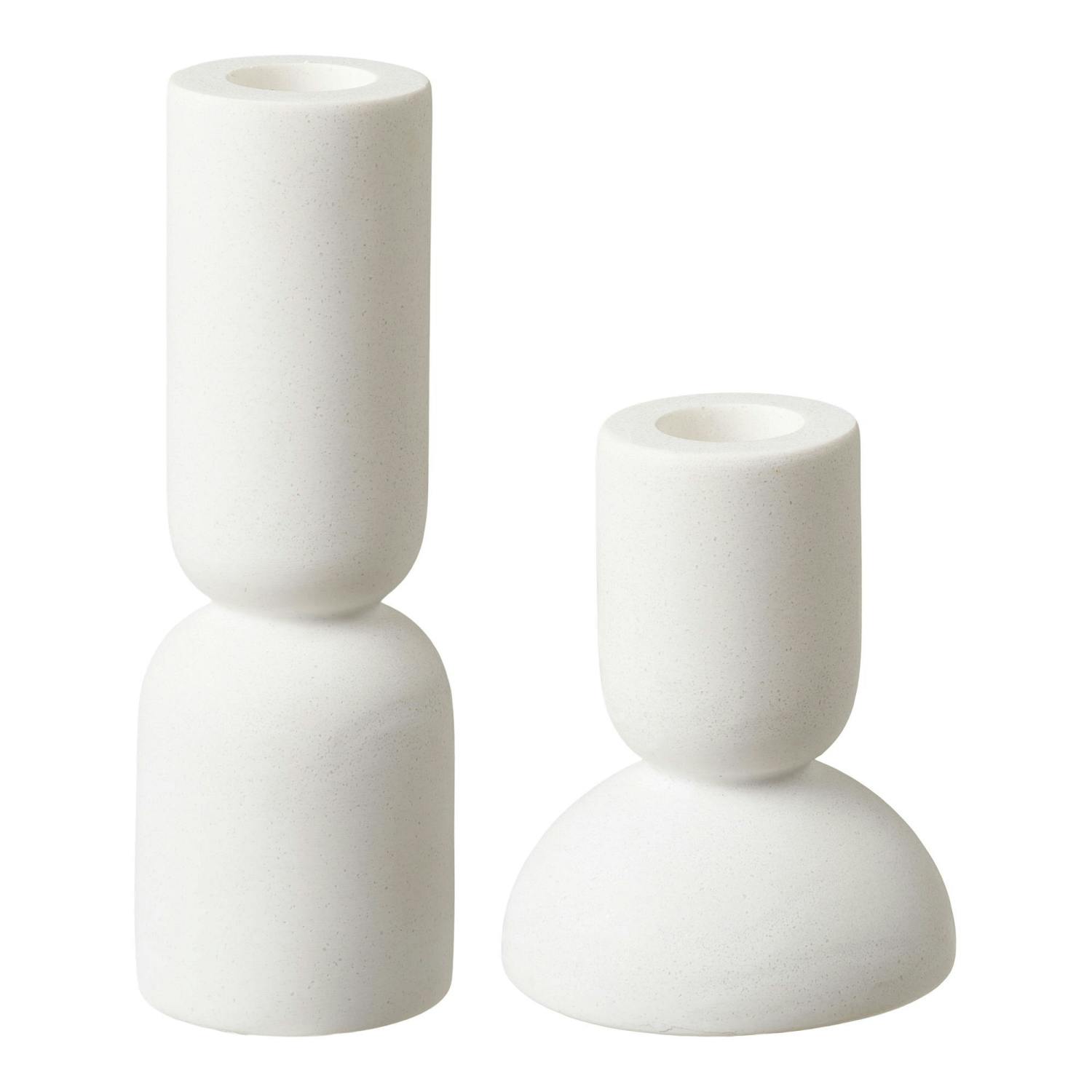 Bougeoir blanc design (2 formes assorties)