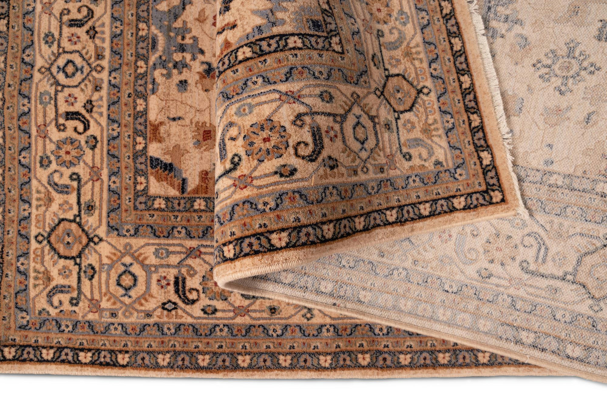 SAHARNA - Tapis d'orient tissé - à franges beige 160x230 cm