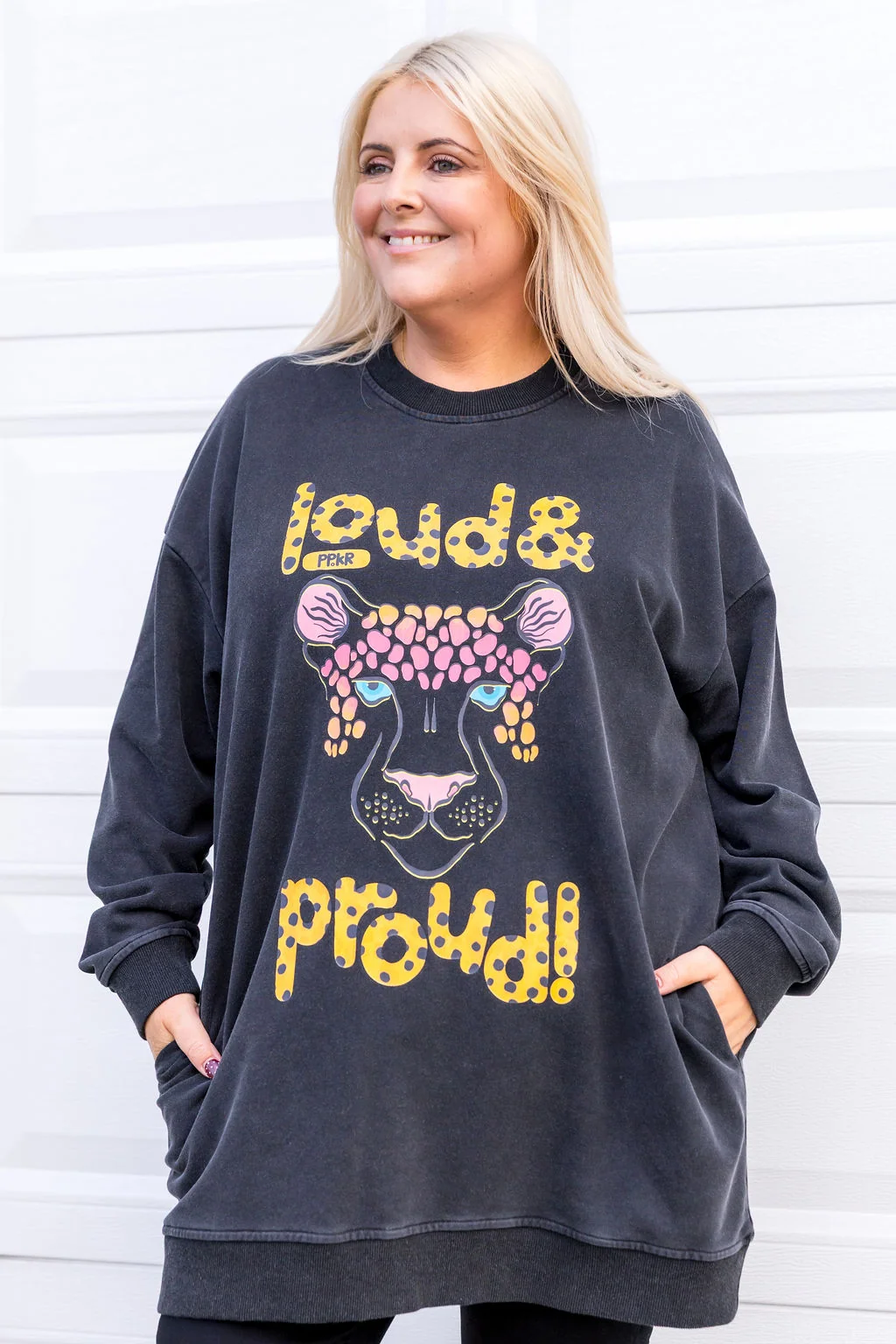 Evan Longline Sweatshirt in Loud Black Acid Wash by Kasey Rainbow