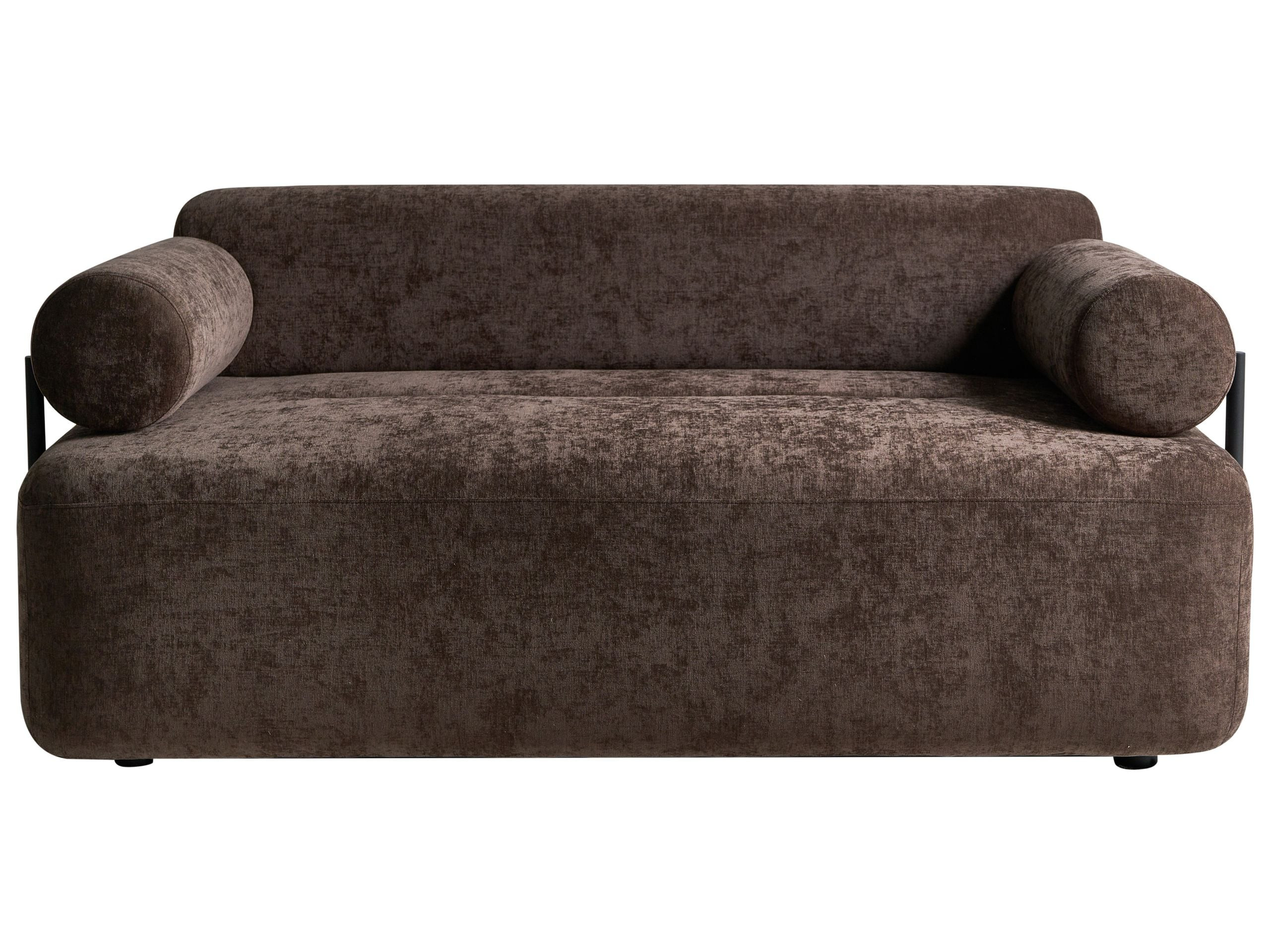 Sofa dwuosobowa tapicerowana ciemnobrązowa