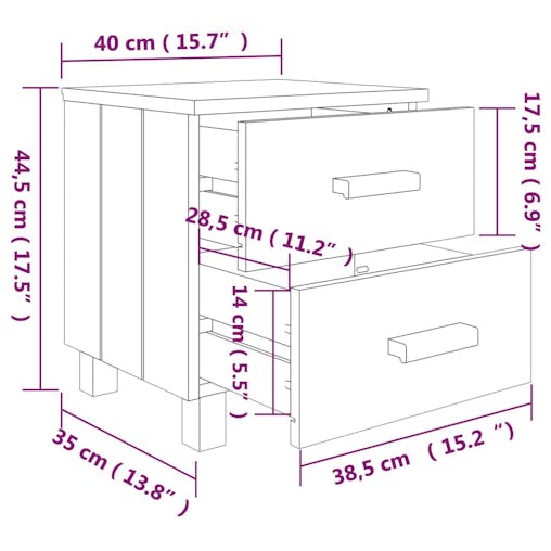NNEVL Bedside Cabinets 2 pcs White 40x35x44.5 cm Solid Wood Pine