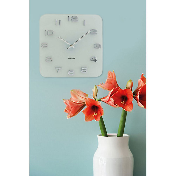 Horloge carrée vintage en verre 35 cm Blanc
