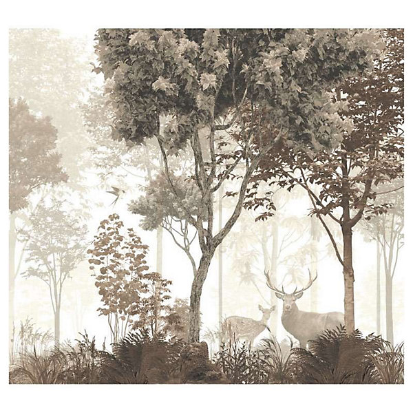 Papier peint intissé FORET SEPIA 300 x 270 cm (LxH) - Tapisserie murale panoramique XXL, Made in France par Scenolia