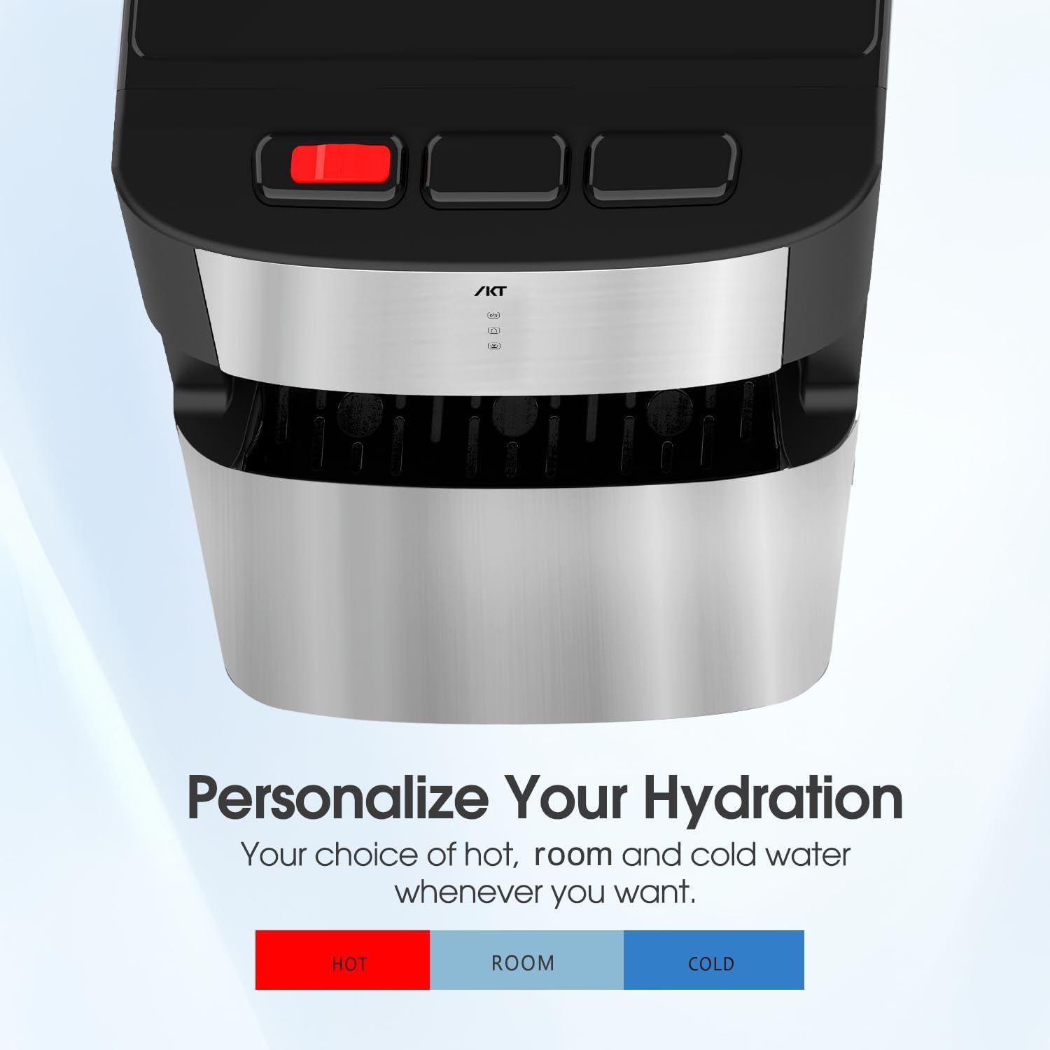 IKT Self-Cleaning Water Cooler Dispenser Bottom Load for 3-5 Gallon Bottle with Child Safety Lock LED Display Stainless Steel