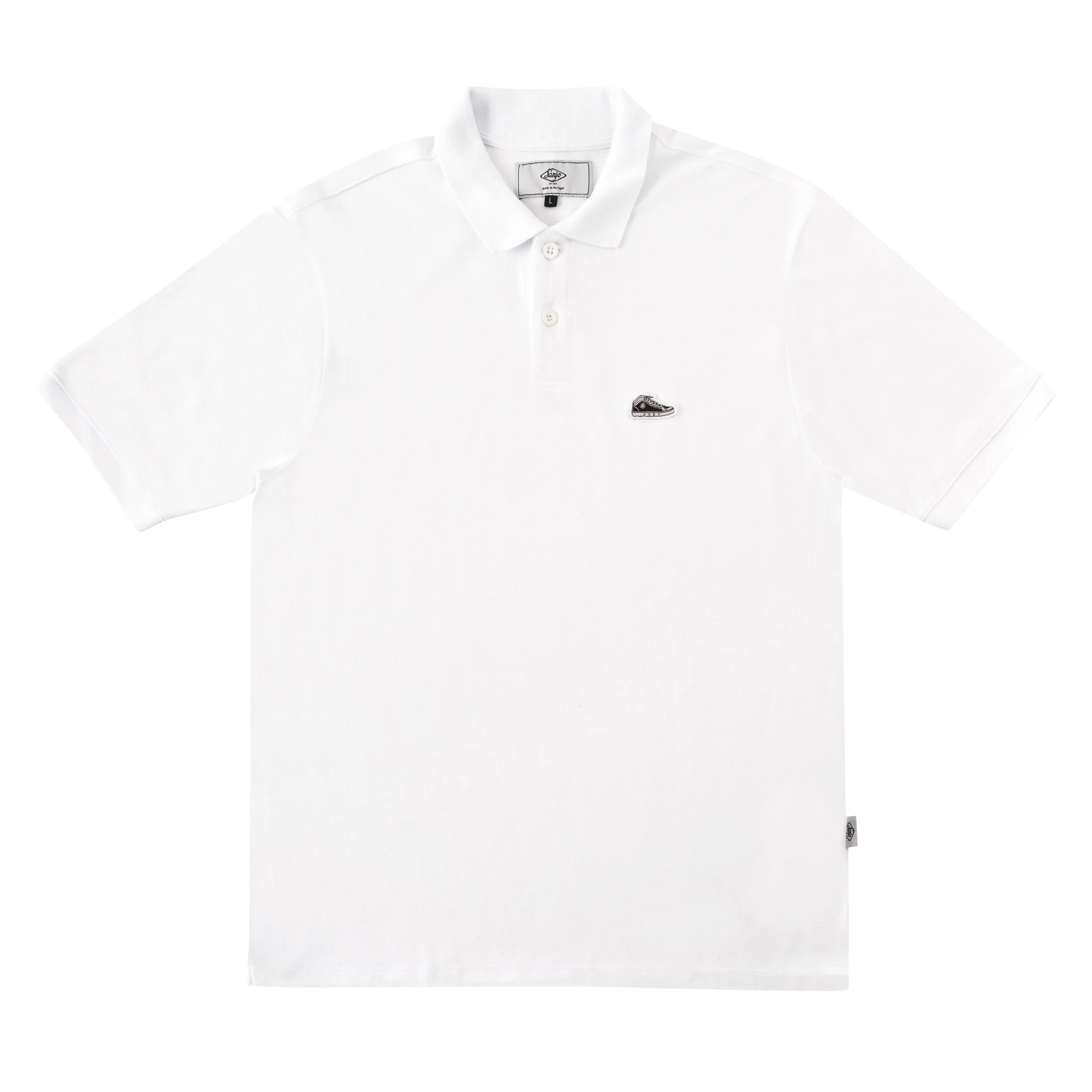 Sanjo Pique Patch Polo // White