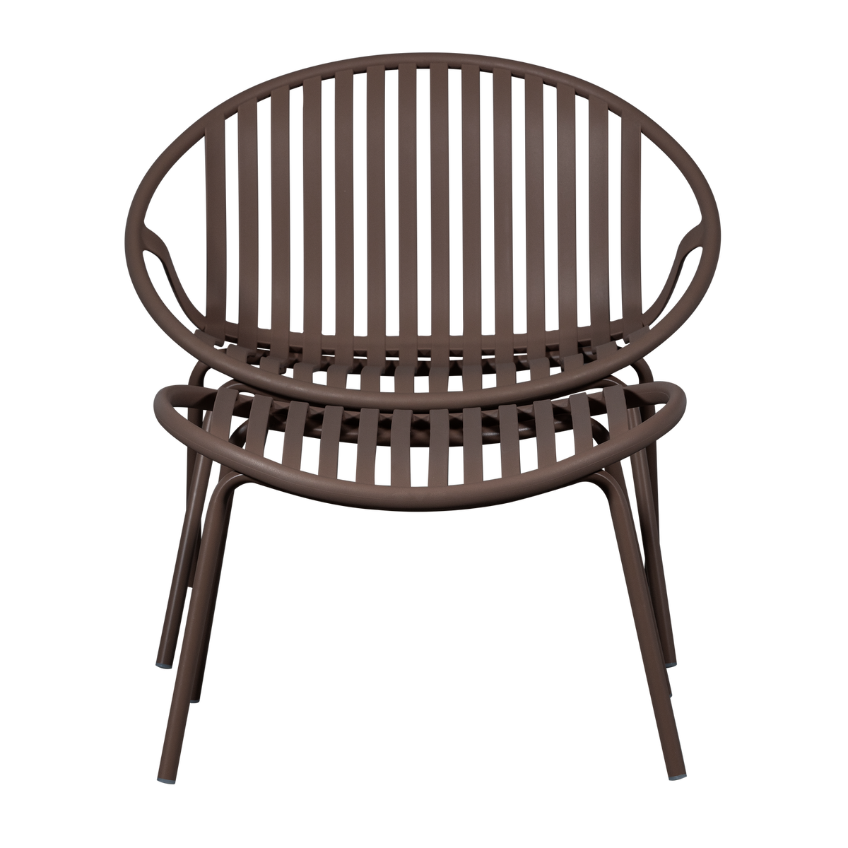 WOOOD loungestoel met hocker Bruce - Polypropeen/Metaal - Paars/Bruin - 73x81x72