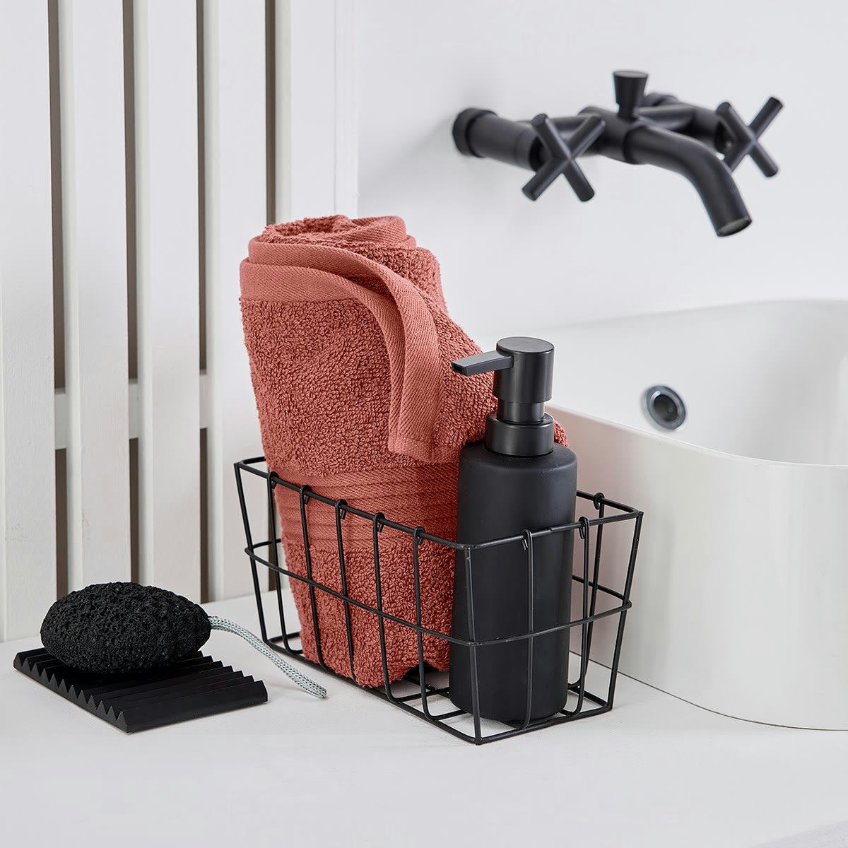 MEVAK BAÑO - Serviette de bain uni en coton rouge 50x90