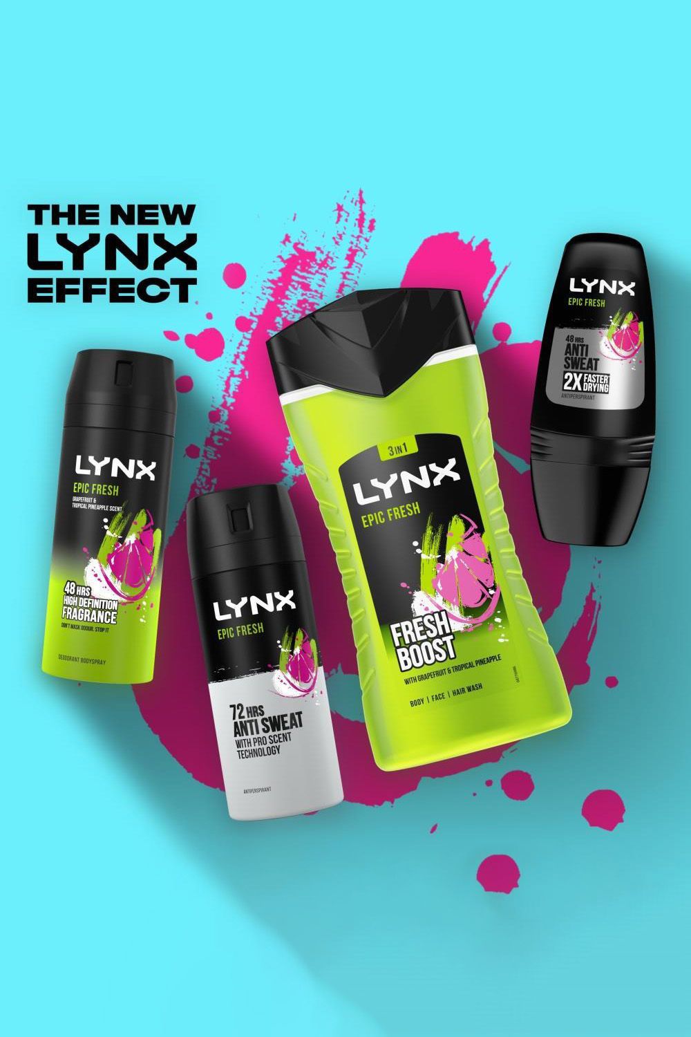 Lynx Epic Fresh Shower Gel 12Hr Refreshing Fragrance 225ml