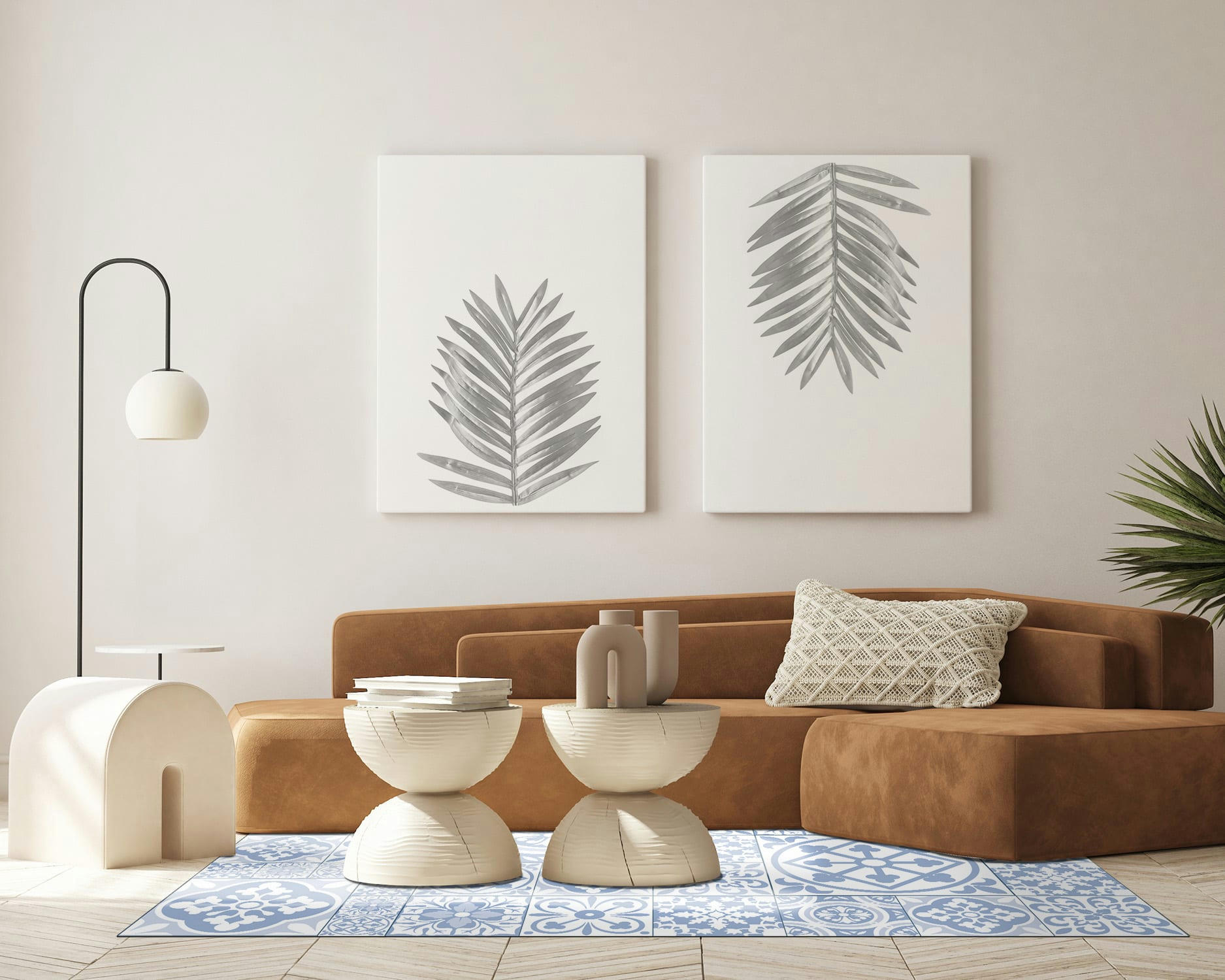 - Tapis vinyle carreaux ciments talavera bleu 80x300cm