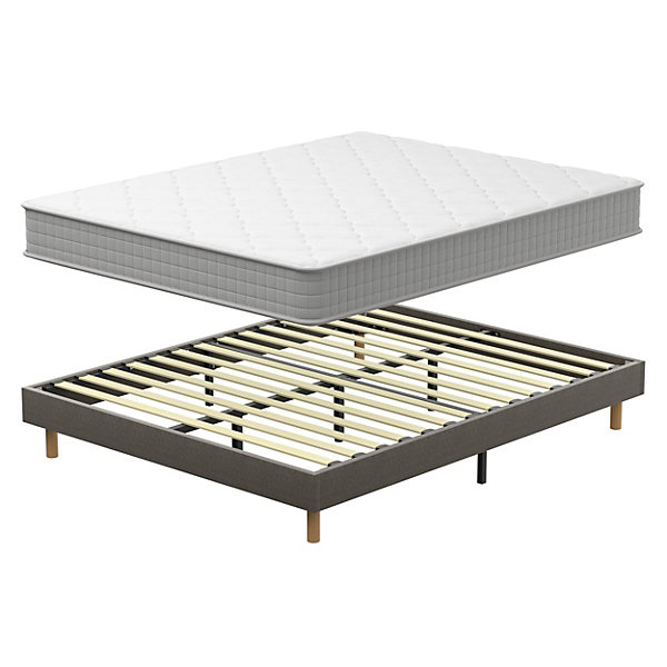 Ensemble Matelas Mousse 160x200 cm Epaisseur 22cm   Sommier Déco