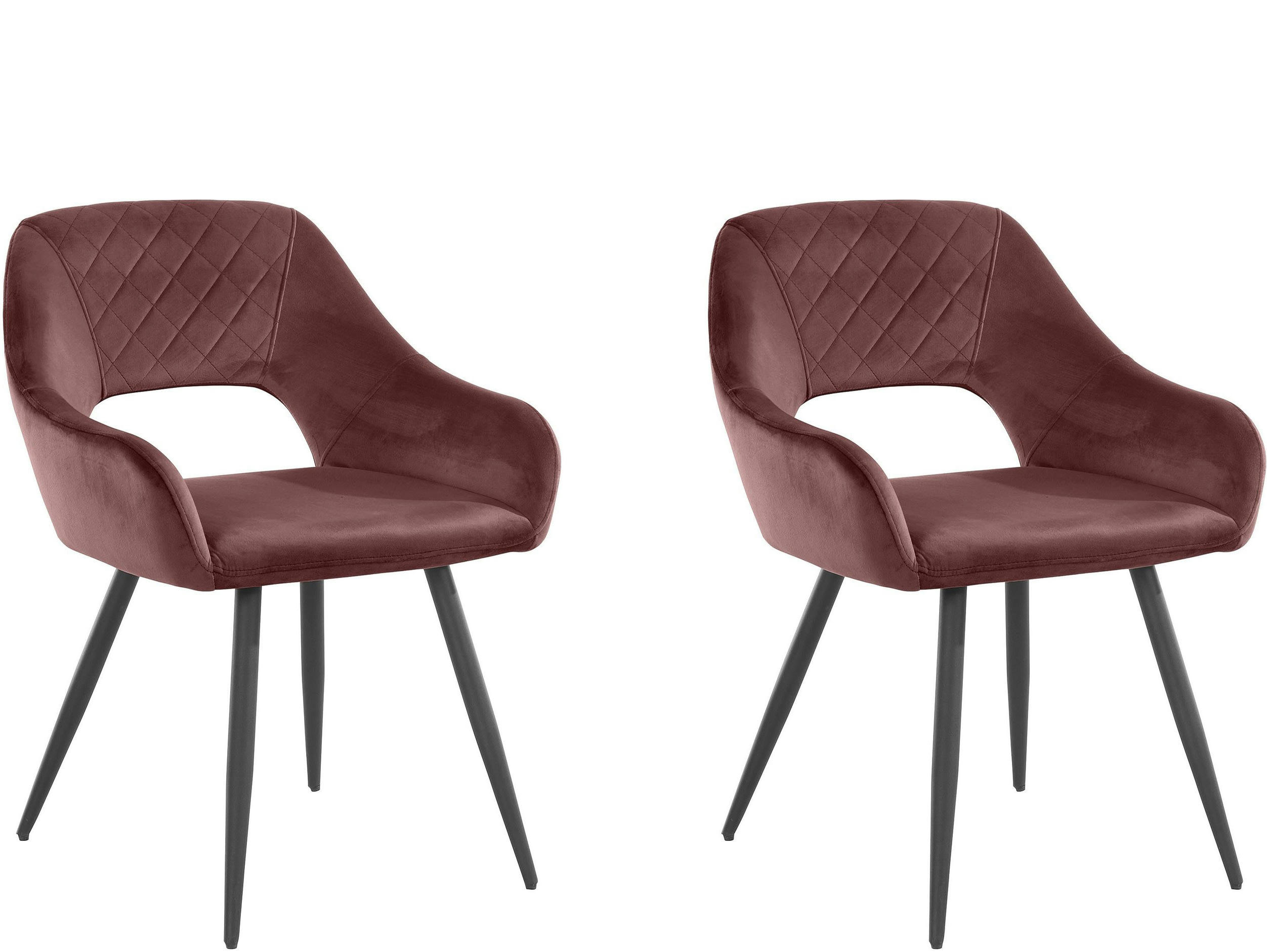 FLUER - Lot de 2 chaises de salle à manger rembourrées en velours rose foncé